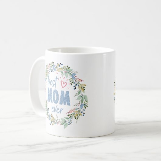 Beste Moeder ooit Botanische krans Moederdag Koffiemok (Voorkant links)