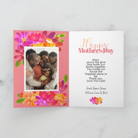 Beste moeder ooit Bright Waterverf Bloemen Fotokaa Kaart (Binnen)