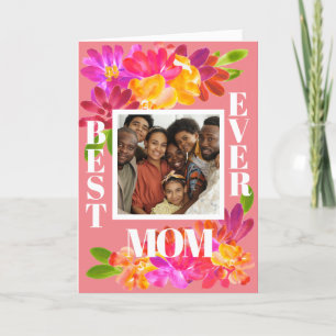 Beste moeder ooit Bright Waterverf Bloemen Fotokaa Kaart