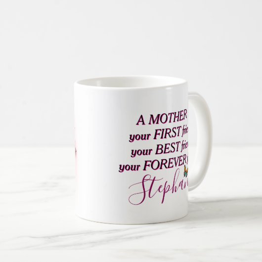 Beste moeder ooit citaat Butterfly Pink Koffiemok (Voorkant rechts)