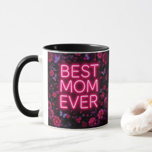 Beste moeder ooit citeren roze bloemen en vlinders mok