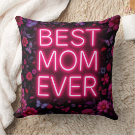 Beste moeder ooit citeren roze bloemen neon kleure kussen