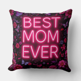 Beste moeder ooit citeren roze bloemen neon kleure kussen