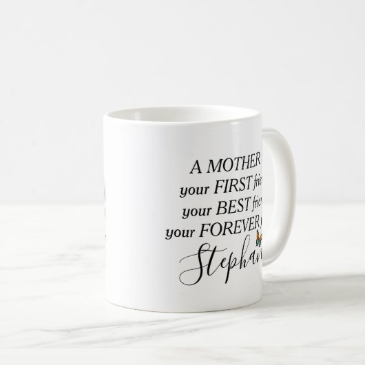 Beste moeder ooit citeren vlinders en bloemen koffiemok (Voorkant rechts)