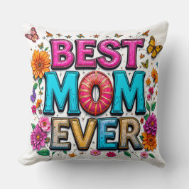 Beste moeder ooit citeren vlinders kleurrijke bloe kussen