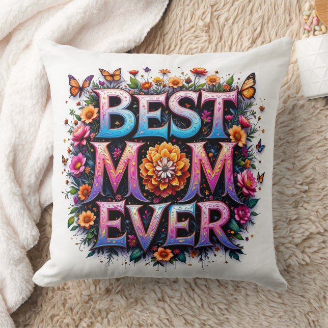 Beste moeder ooit citeren vlinders kleurrijke bloe kussen (Deken)