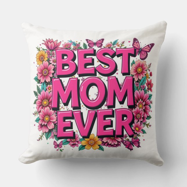 Beste moeder ooit citeren vlinders roze bloemen kussen (Voorkant)