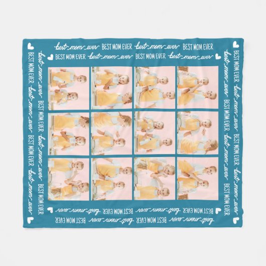 Beste Moeder ooit Custom 12 Fotocollage Moederdag Fleece Deken (Voorkant (Horizontaal))