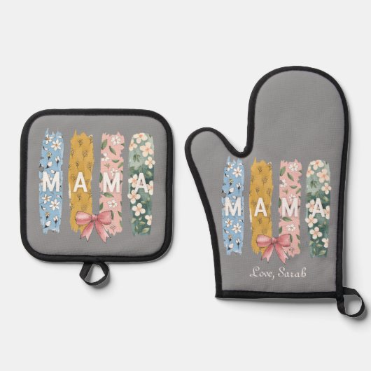 Beste moeder ooit - Custom Oven Mitt & Pot Holder Ovenwant & Pannenlap Set (Voorkant)