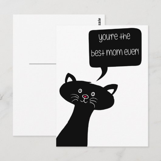 Beste moeder ooit! - Cute Black Cat Briefkaart (Voorkant / Achterkant)
