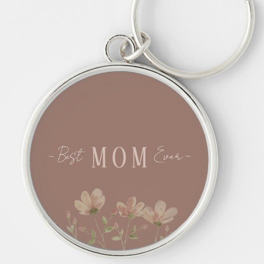 Beste moeder ooit, Cute, Minimaal, Bloemenpatroon, Sleutelhanger (Voorkant)