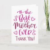 Beste Moeder ooit Dank u Typografie in Roze Kaart (Voorkant)