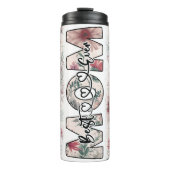 Beste Moeder Ooit donkerroze bloemen Thermosbeker (Voorkant)