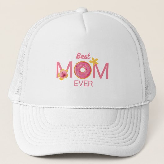 Beste Moeder Ooit Donut Bloemen Trucker Pet (Voorkant)
