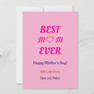 Beste Moeder Ooit Eenvoudig Roze Hart Moederdag Feestdagenkaart