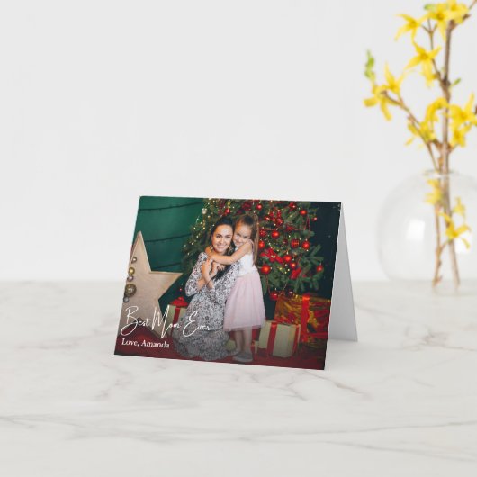 Beste Moeder Ooit Eenvoudige Aangepaste Foto Kaart (Gele Bloem)