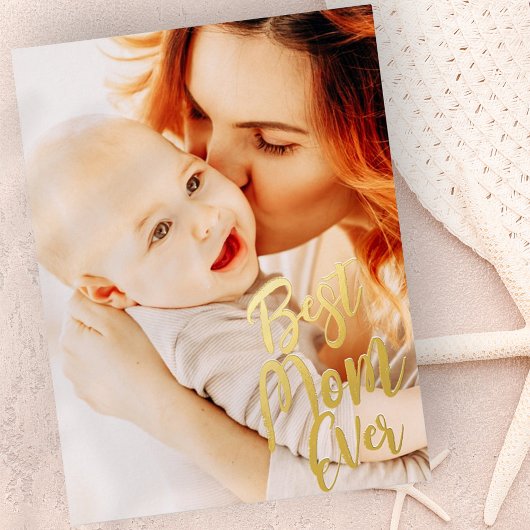 Beste moeder ooit eenvoudige moderne aangepaste fo folie feestdagen briefkaart