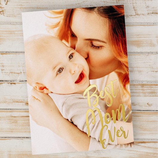 Beste moeder ooit eenvoudige moderne aangepaste fo folie feestdagenkaart