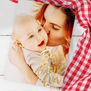 Beste moeder ooit eenvoudige moderne aangepaste fo folie feestdagenkaart