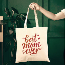 Beste moeder ooit eenvoudige moderne chique bruine tote bag