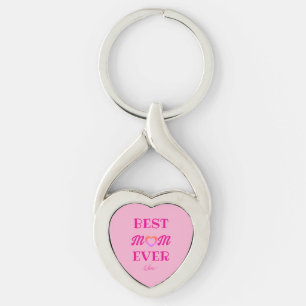 Beste moeder ooit eenvoudige roze hart Moederdag c Sleutelhanger