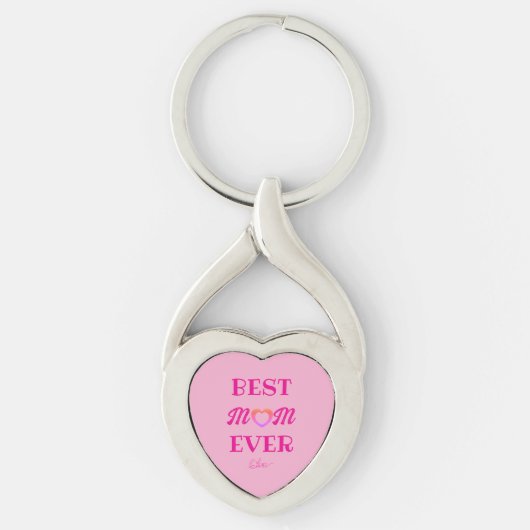 Beste moeder ooit eenvoudige roze hart Moederdag c Sleutelhanger (Voorkant)