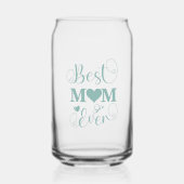"Beste Moeder Ooit" elegant blauwgroen script Blikvorm Glas (Voorkant)
