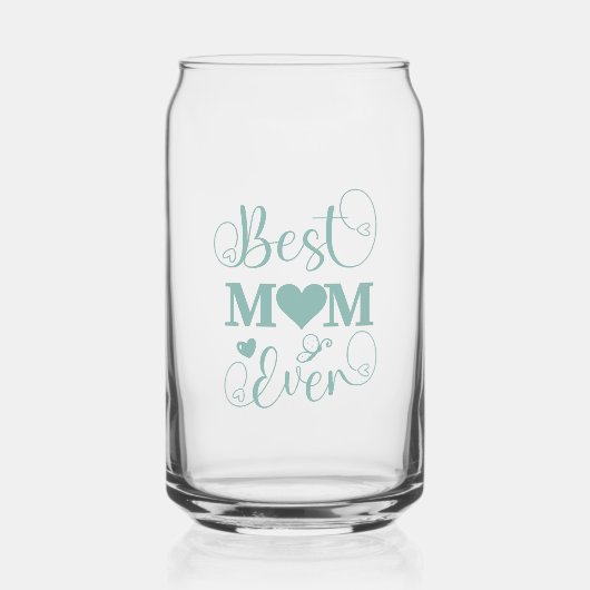 "Beste Moeder Ooit" elegant blauwgroen script Blikvorm Glas (Voorkant)