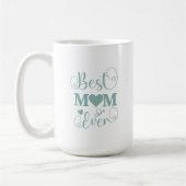 "Beste Moeder Ooit" elegant blauwgroen script Koffiemok (Links)