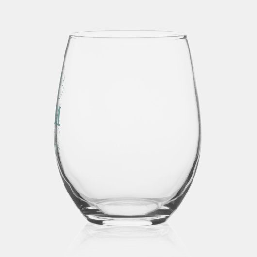 "Beste Moeder Ooit" elegant blauwgroen script Wijnglas Zonder Voet (Links)