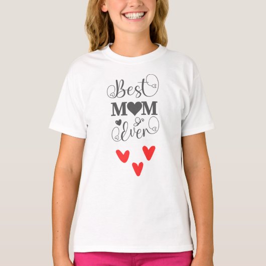 Beste moeder ooit - Elegant hart & vlinderontwerp T-shirt (Voorkant)