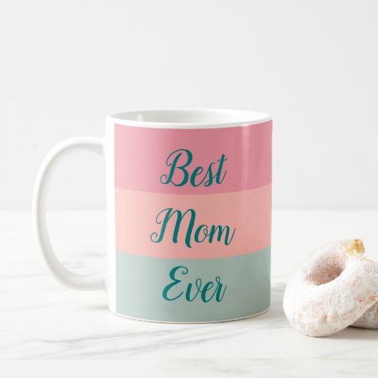 Beste Moeder Ooit Elegant Licht Blauwgroen Typogra Koffiemok (Met donut)