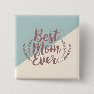 Beste moeder ooit - Elegant Mint en Cream Design Vierkante Button 5,1 Cm