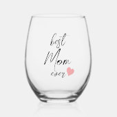 "Beste moeder ooit" elegant script (bewerkbaar) Wijnglas Zonder Voet (Voorkant)
