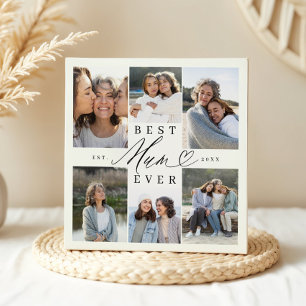 Beste moeder ooit Elegant Script Hart Fotocollage Fotoplaat
