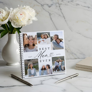 Beste moeder ooit Elegant Script Hart Fotocollage Notitieboek