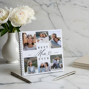 Beste moeder ooit Elegant Script Hart Fotocollage Notitieboek