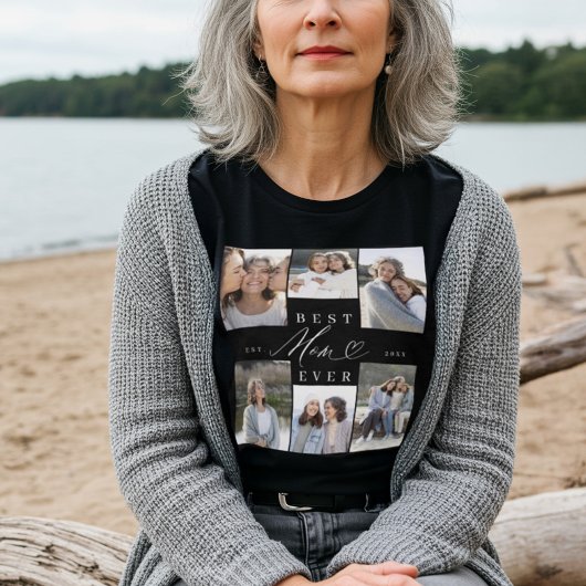 Beste moeder ooit Elegant Script Hart Fotocollage Tri-Blend Shirt