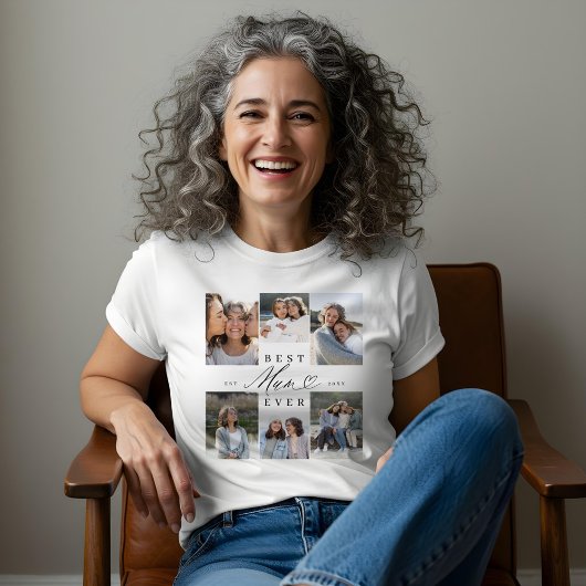 Beste moeder ooit Elegant Script Hart Fotocollage Tri-Blend Shirt