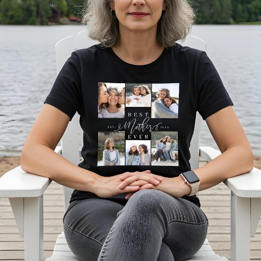 Beste moeder ooit Elegant Script Photo Collage Tri-Blend Shirt