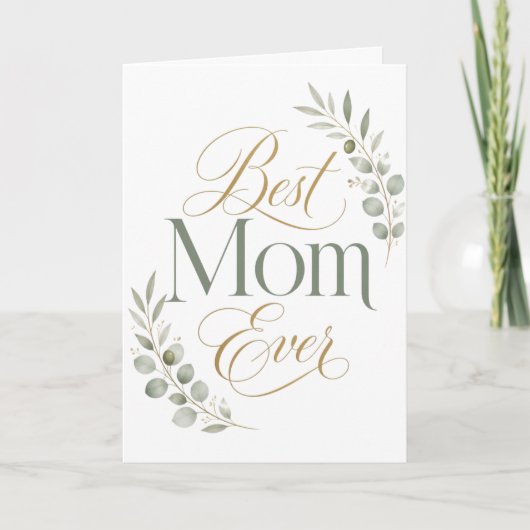 Beste Moeder Ooit Elegante Botanische Typografie Kaart (Voorkant)