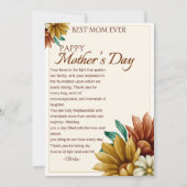 Beste Moeder ooit elegante happy moederdag flawer Feestdagenkaart (Voorkant)
