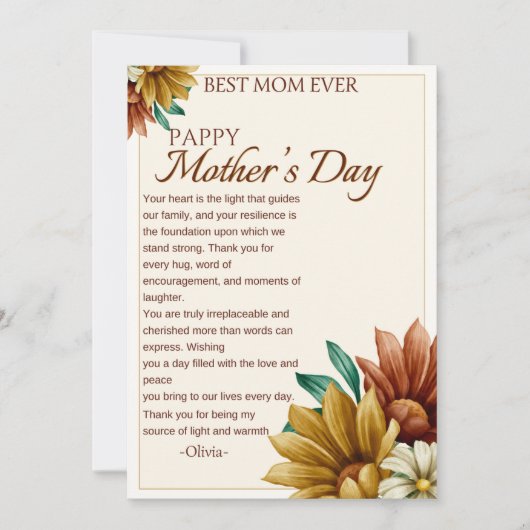 Beste Moeder ooit elegante happy moederdag flawer Feestdagenkaart (Voorkant)