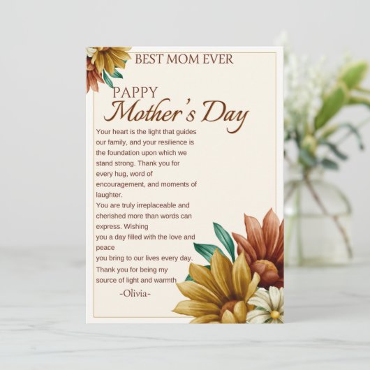 Beste Moeder ooit elegante happy moederdag flawer Feestdagenkaart (Staand voorkant)