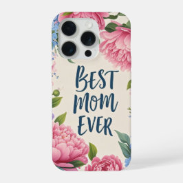 Beste moeder ooit | Elegante pioen bloem Moederdag iPhone 15 Pro Case