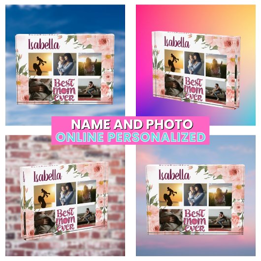 Beste Moeder Ooit Elegante Typografie Foto Collage