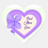 Beste moeder ooit en Paarse bloem Hart Sticker (Voorkant)