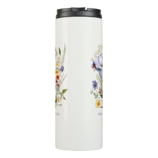 Beste moeder ooit Engels tuin bloemen boeket Thermosbeker (Achterkant)