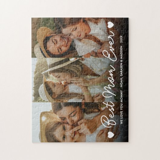 Beste moeder ooit familie 3 foto Moederdag script Legpuzzel (Verticaal)