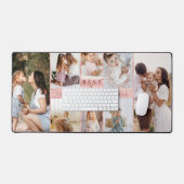 Beste moeder ooit familie foto collage roze houtne bureaumat (Keyboard & Muis)